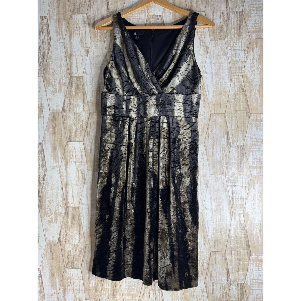 Vintage AB Studio Womens 10 Textured Velvet Y2K Sleeveless V-Neck Sheath Dress